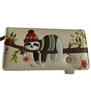 NWOT Shag Wear Chillin Sloth Design Wallet with Floral Accents